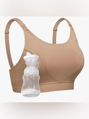 Momcozy Hands Free Nursing Pumping Bra in Nude Tan Small